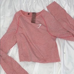 Gymshark pink marble longe sleeve crop top